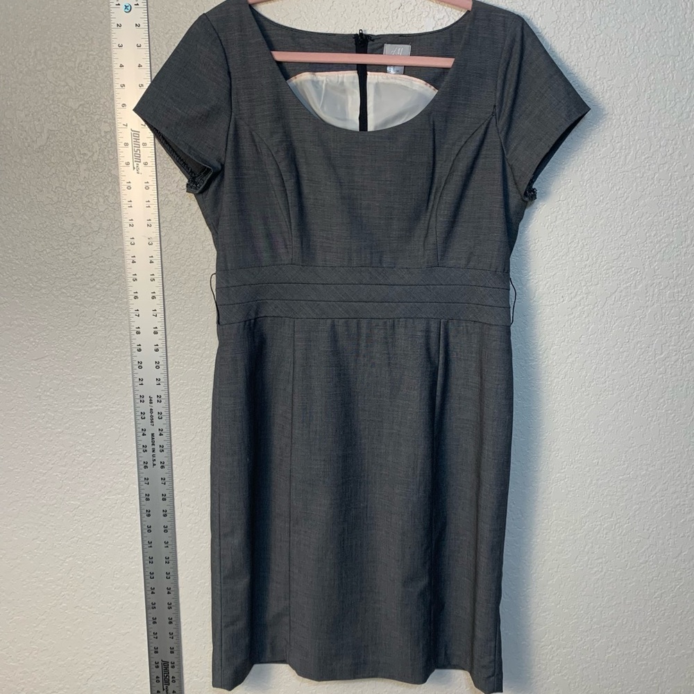H&M Black Sheath Midi Dress Scoop Neck Short Sleeve